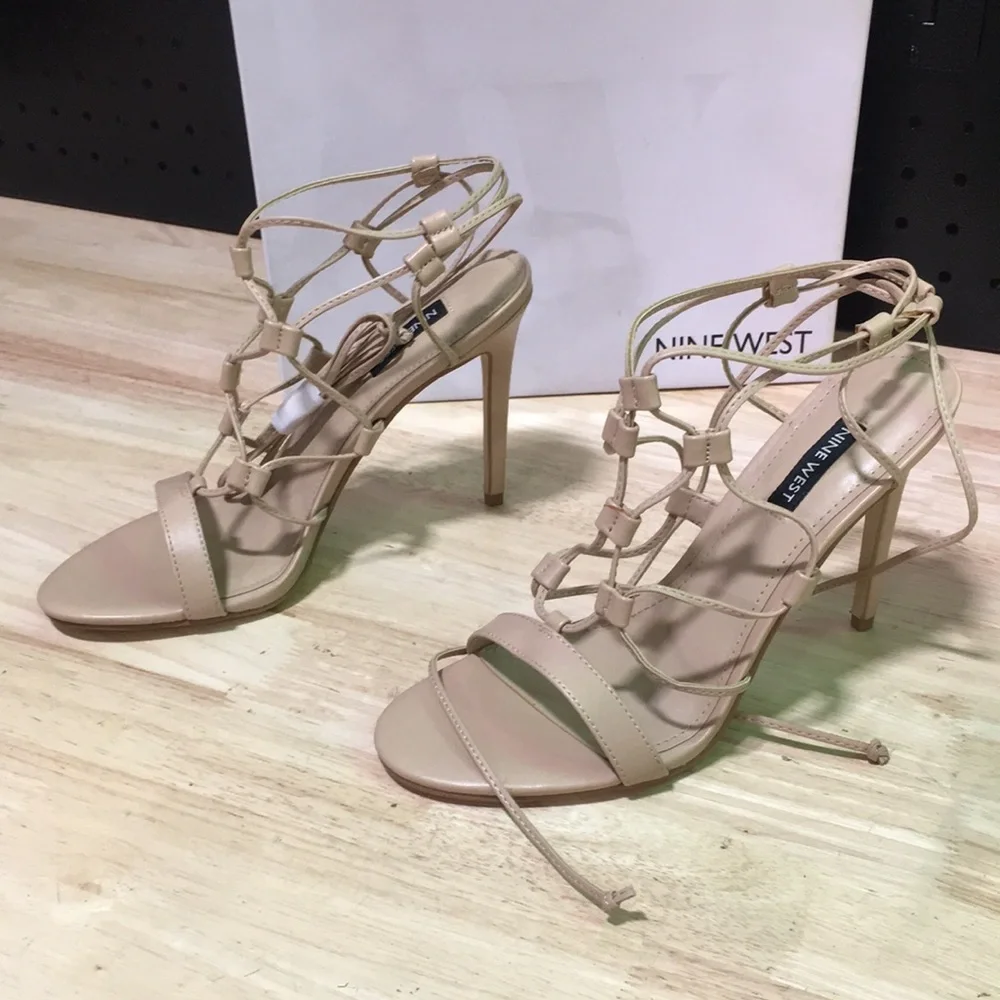 New WB Woman’s Nine West‎ Women's Nude Strappy High Heel Sandals